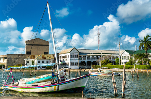 Yacht at Haulover Creek in Belize City photo