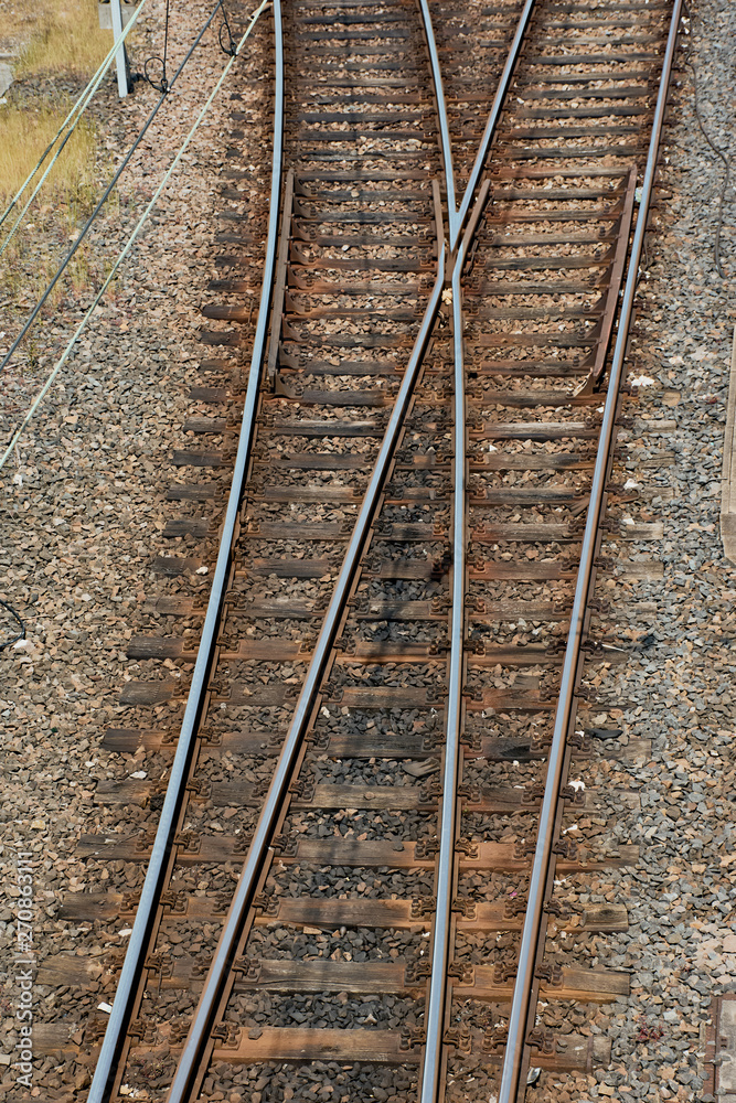 close up of rails switches on a sunny day