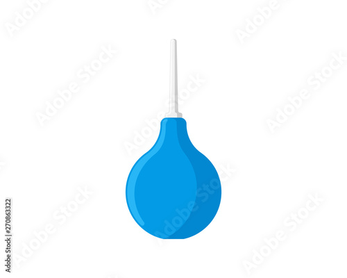Medical pear rubber blue enema for cleaning intestines and treating diseases of digestive system and cleaning body. Vector illustration