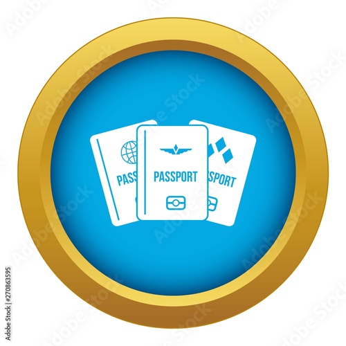 Passports icon blue vector isolated on white background for any design