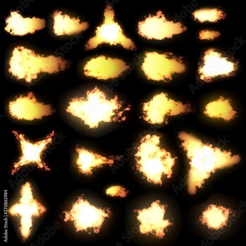 23 Different muzzle flash types with black background photo