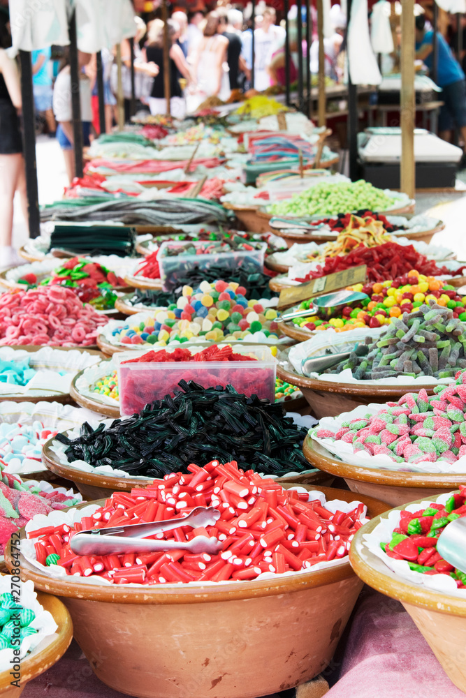 Colorful candy on a street market