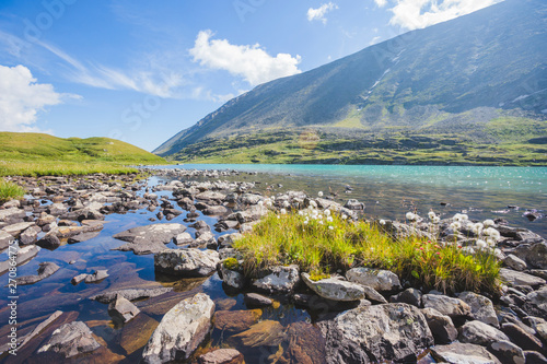 Lower Akchan lake. Altai Mountains landscape