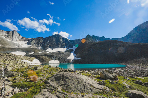 Upper Akchan lake. Altai Mountains landscape
