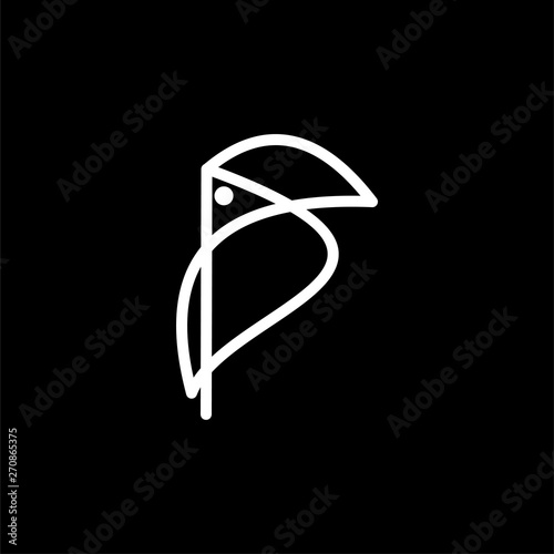 bird icon logo design on bl...