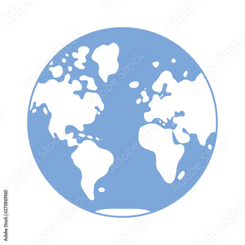 World map vector icon, globe western hemisphere. 