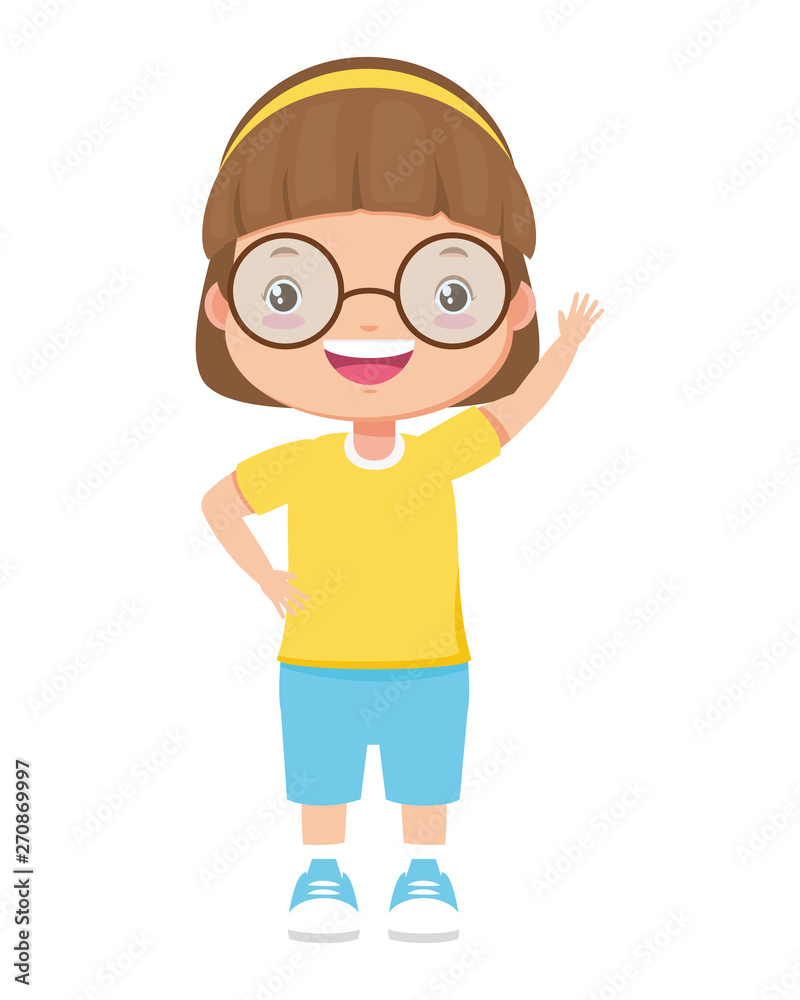 smiling girl waving hand