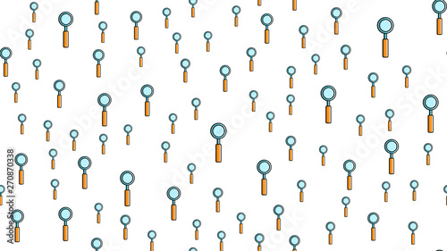 Seamless pattern texture of endless repetitive medical scientific optical glass loupes with a pen and glass for searching and locating objects on a white background. Vector illustration