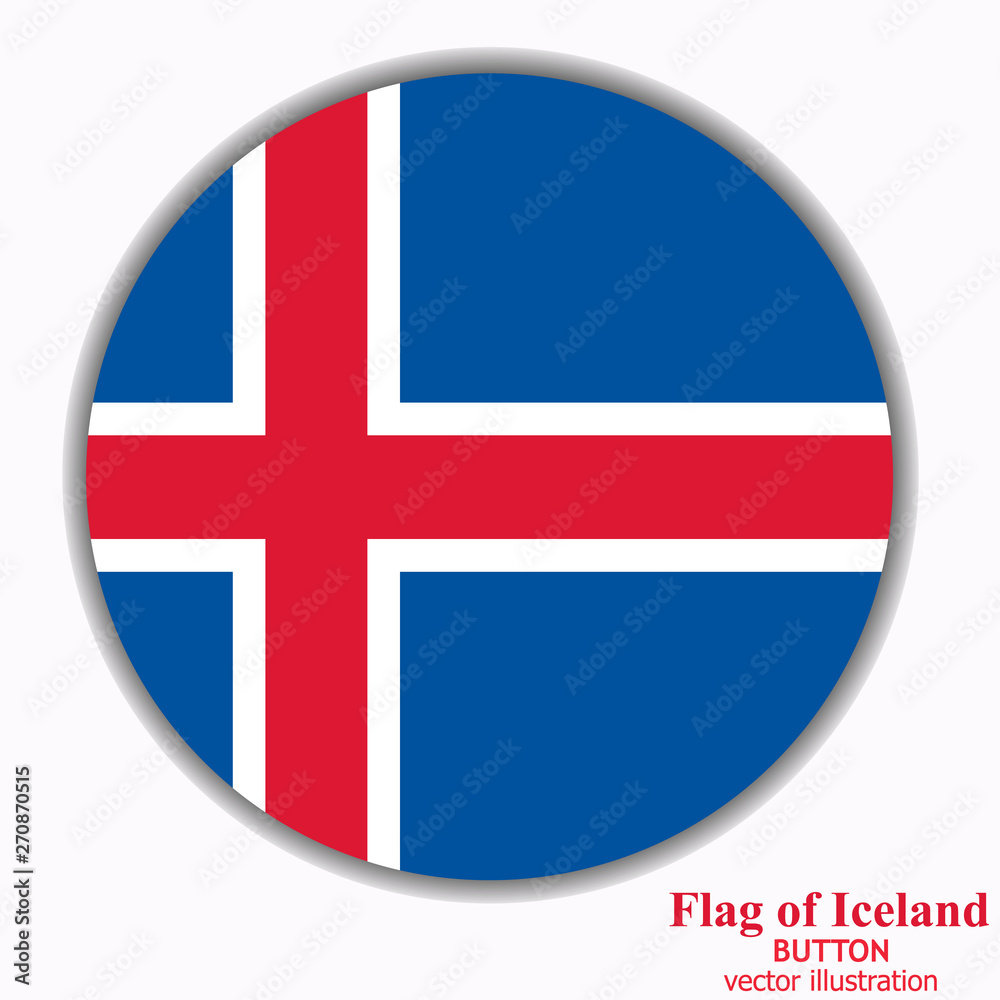 Bright button with flag of Iceland. Happy Iceland day button. Button with flag. Vector illustration.