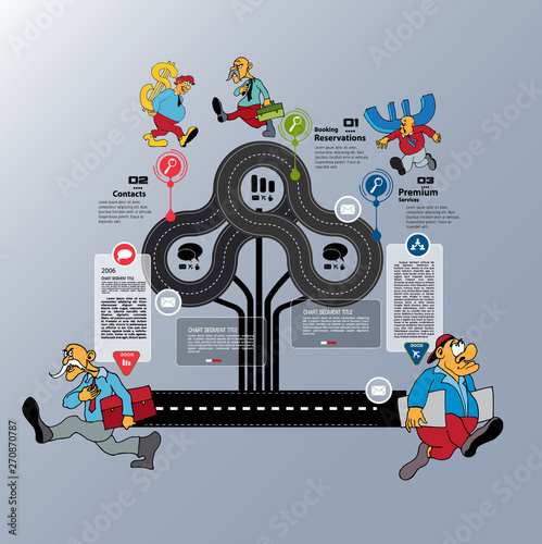 Abstract infographics template with cartoon character. Vector illustration