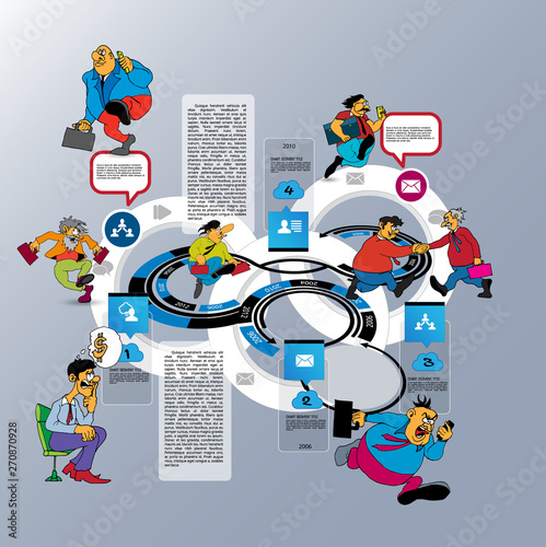 Abstract infographics template with cartoon character. Vector illustration
