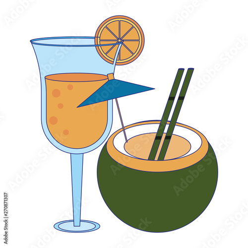 Summer beach cocktails cartoon isolated