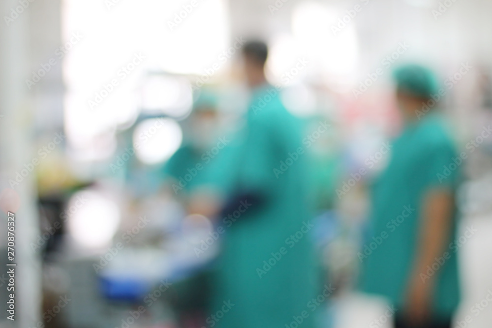 Blurred of doctors in medical training workshop at hospital