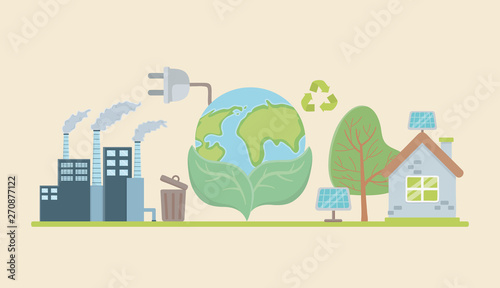 Planet and save energy  icon set design