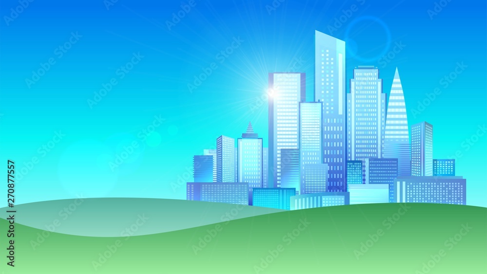 City with skyscrapers, urban landscape, business center