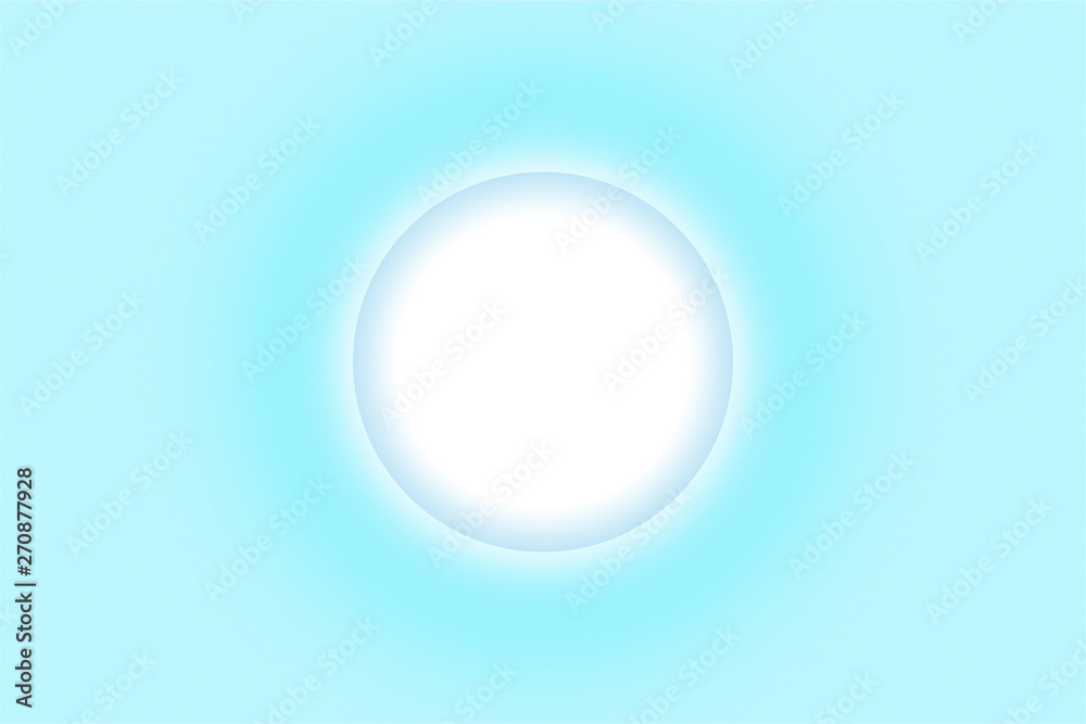 Bright white circle button or round drop on vivid cyan blue background.