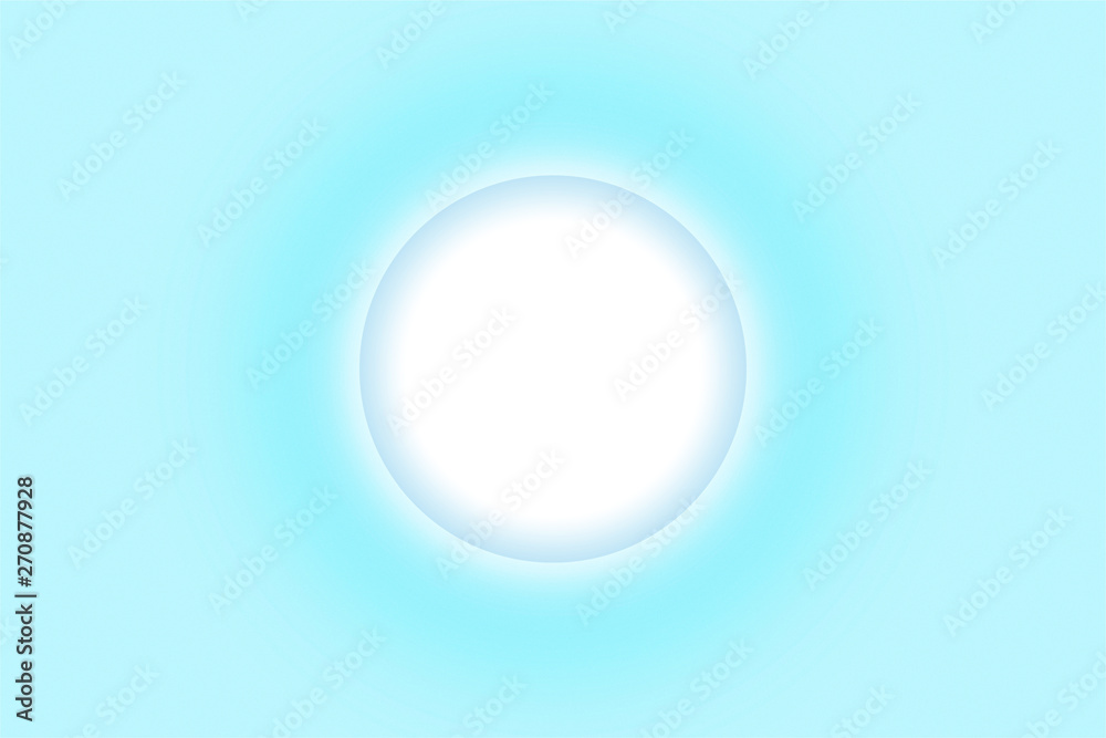 Bright white circle button or round drop on vivid cyan blue background. Bright white circle button or round drop on vivid cyan blue background.