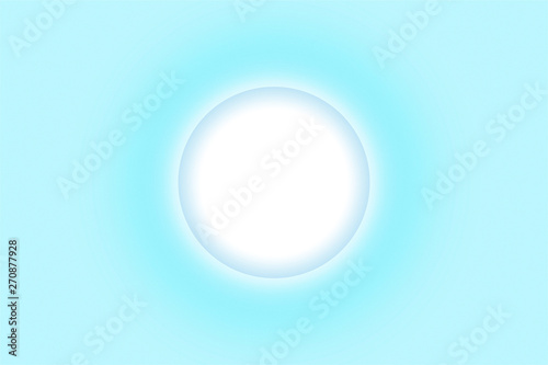 Fototapeta Naklejka Na Ścianę i Meble -  Bright white circle button or round drop on vivid cyan blue background.