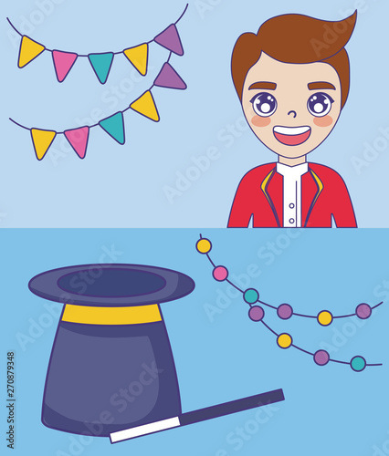 circus animal tamer male with top hat wizard