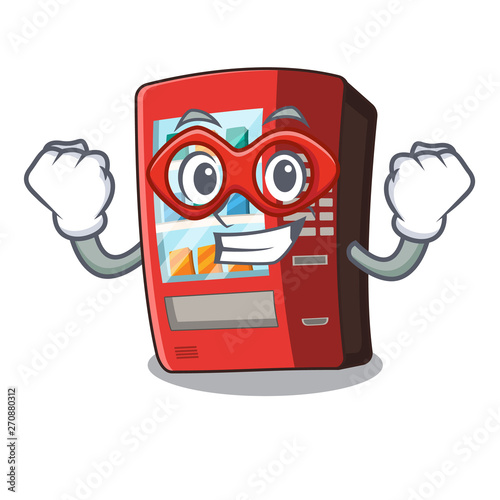 Super hero vending machine isolated with the mascot