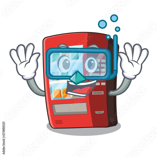 Diving vending machine isolated with the mascot