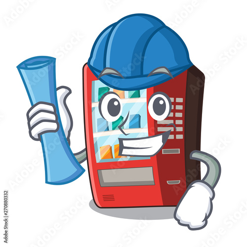 Architect vending machine isolated with the mascot