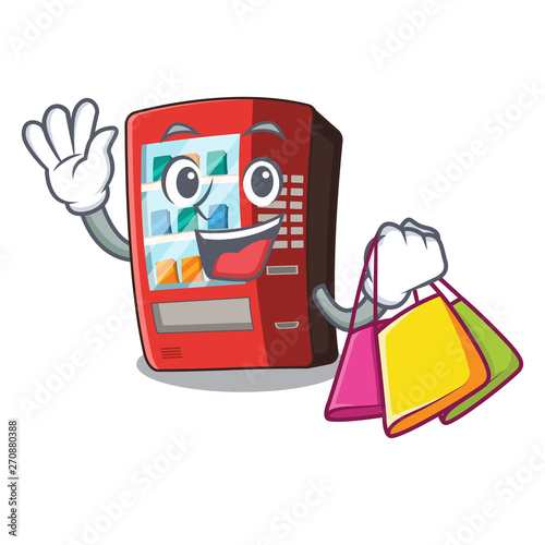 Shopping vending machine isolated with the mascot
