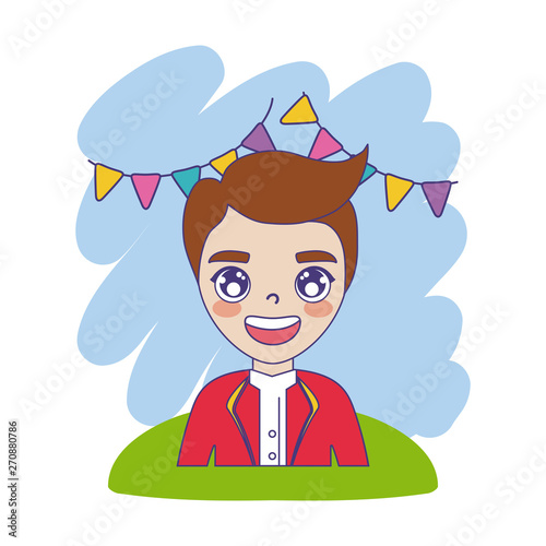 circus animal tamer male with garlands hanging