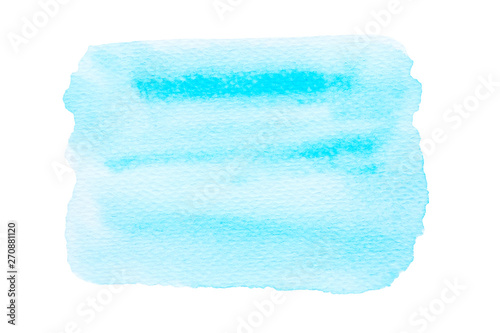 Watercolor background, art abstract blue watercolor painting textured design on white paper background