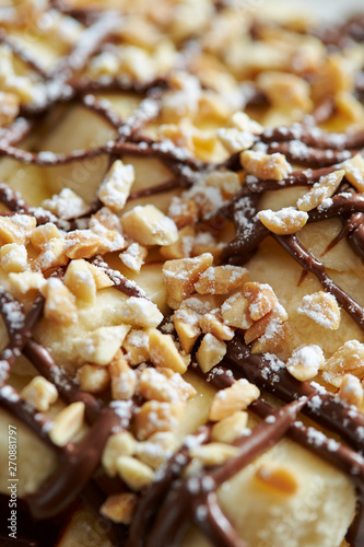 Banana with chocolate and nuts