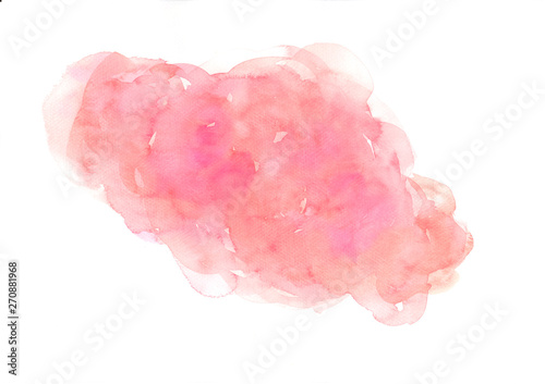 Hand painted abstract orange and pink watercolor on white background. photo