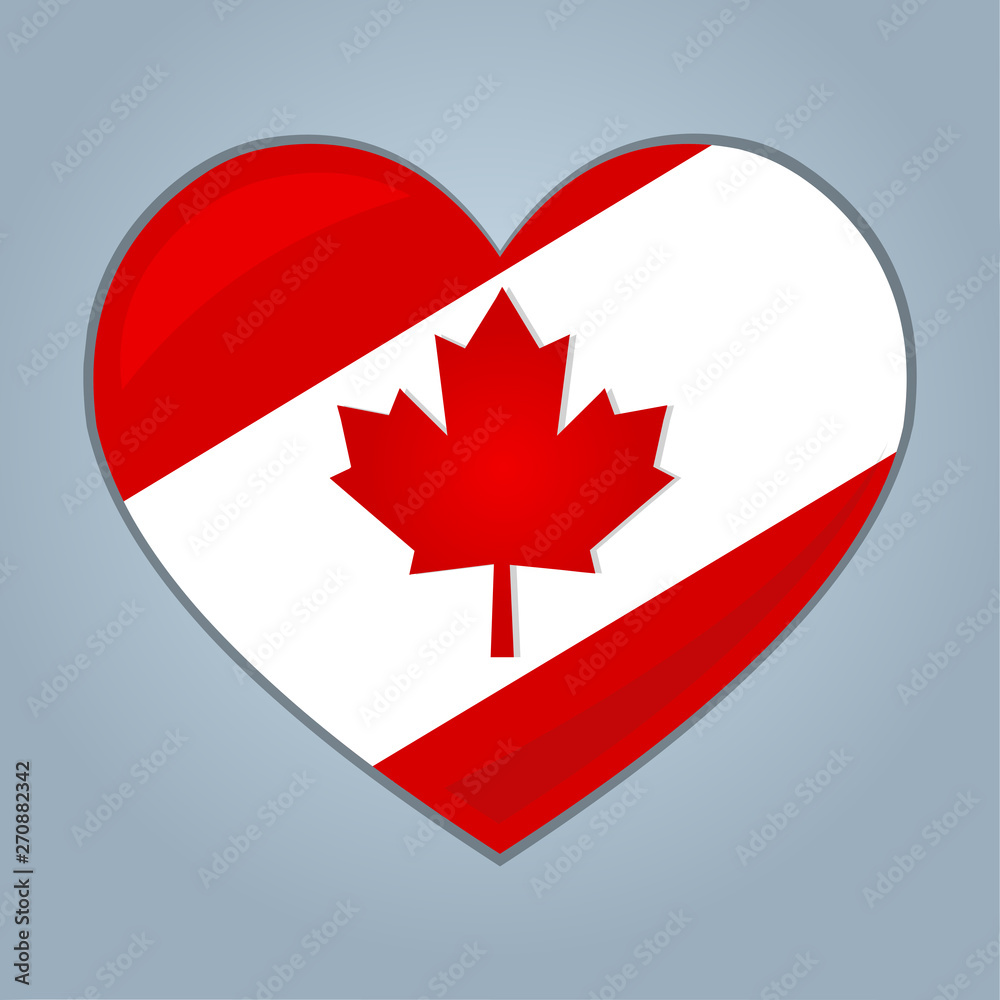 Fototapeta premium heart with canadian flag isolated vector symbol illustration