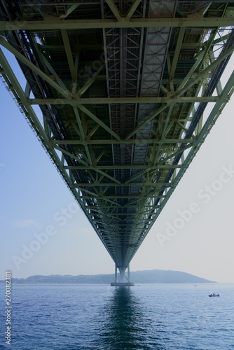下から見た明石海峡大橋