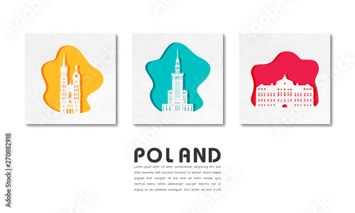 Poland Landmark Global Travel And Journey paper background. Vector Design Template.used for your advertisement, book, banner, template, travel business or presentation.