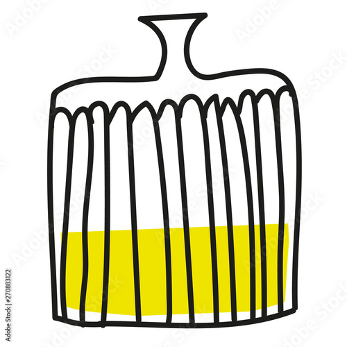 Bottle with yellow liquid hand drawn illustration isolated on background
