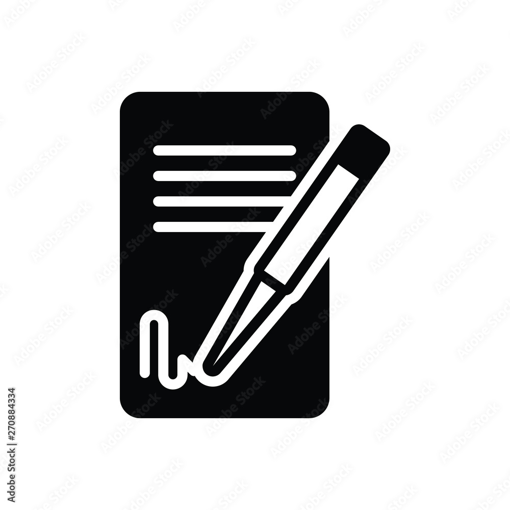 Black solid icon for signing contact Black solid icon for signing contact