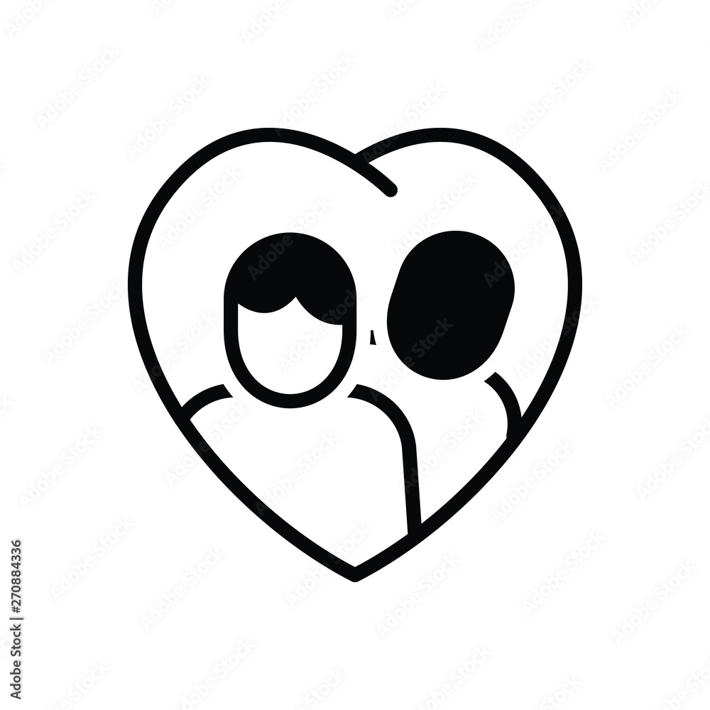 Black solid icon for relationship couple