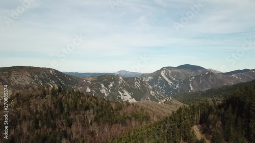 aerial view of pyrenean landscape in Occitanie, Aude in the south of France