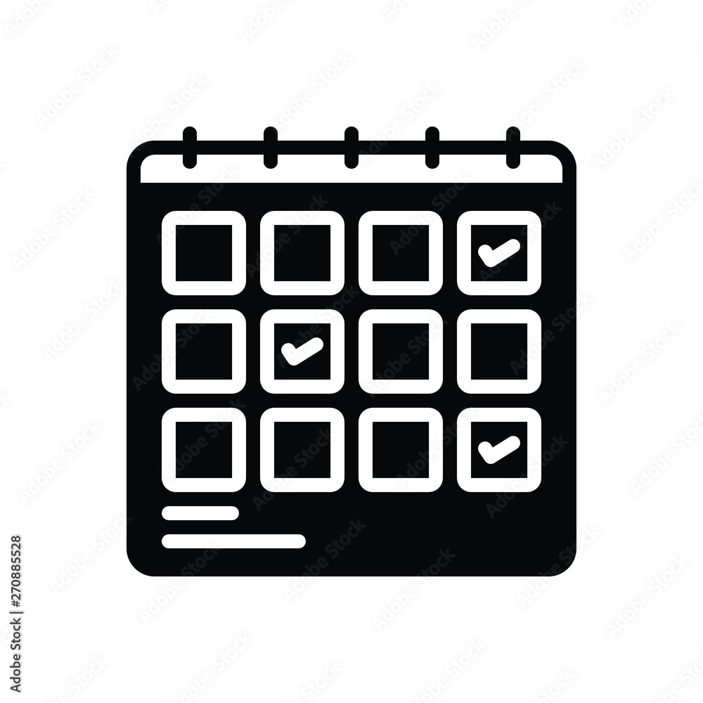 Black solid icon for schedule planning Black solid icon for schedule planning