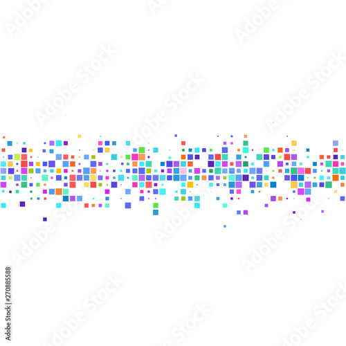 Ornament of bright colorful squares on a white background. 