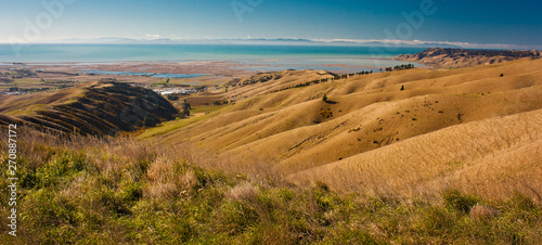 Wither hills around town of Blenheim in New Zealand photo