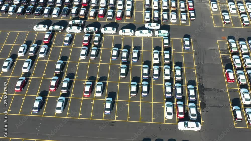 Aerial View of Giant Parking Lot for New Cars Arriving from Overseas Aerial View of Giant Parking Lot for New Cars Arriving from Overseas
