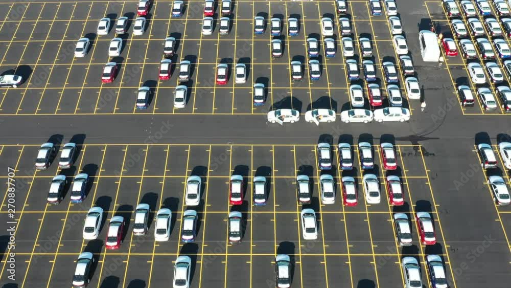 Aerial View of Giant Parking Lot for New Cars Arriving from Overseas Aerial View of Giant Parking Lot for New Cars Arriving from Overseas