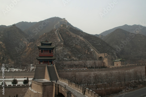 Juyong Pass China,  view of the Great Wall near expressway on a winter's day photo