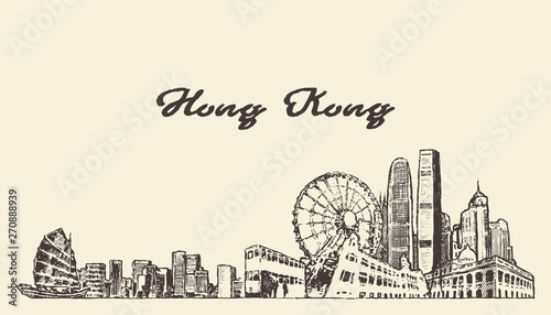 Hong Kong skyline People s Republic China vector