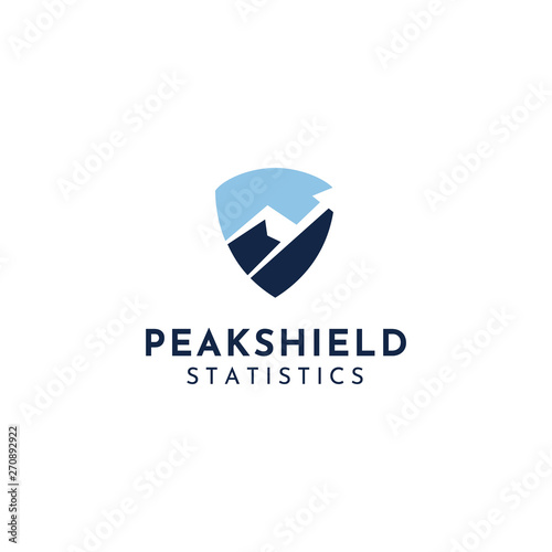 Mountain with Shield Arrow Chart Diagram for Statistic Marketing Financial Logo Design Vector	
