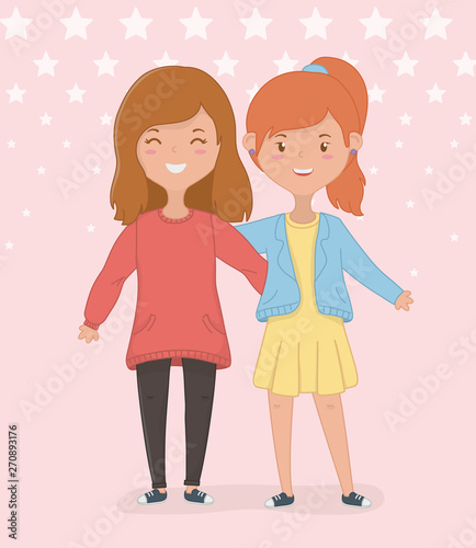 Friendship of girls cartoons design © Stockgiu