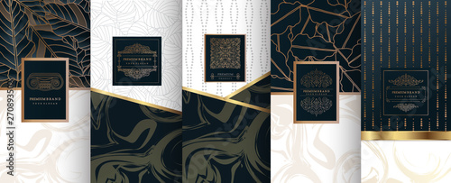 Collection of design elements,labels,icon,frames, for logo,packaging,design of luxury products.for perfume,soap,wine, lotion.Made with Isolated on marble background.vector illustration