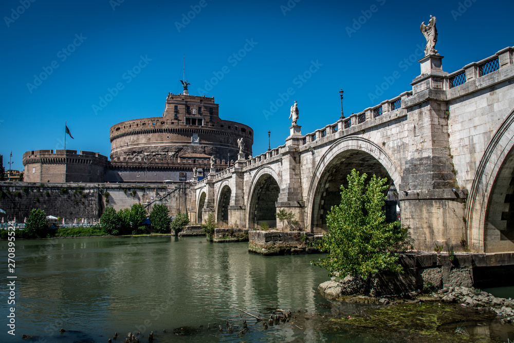 Architecture and bridge in the city of Rome, italy
