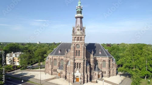 Aerial Reveal of a Big Church, De Grote Kerk, in Apeldoorn The Netherlands
